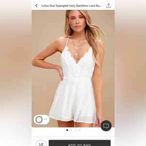 Lulus white/ivory backless lace romper size medium